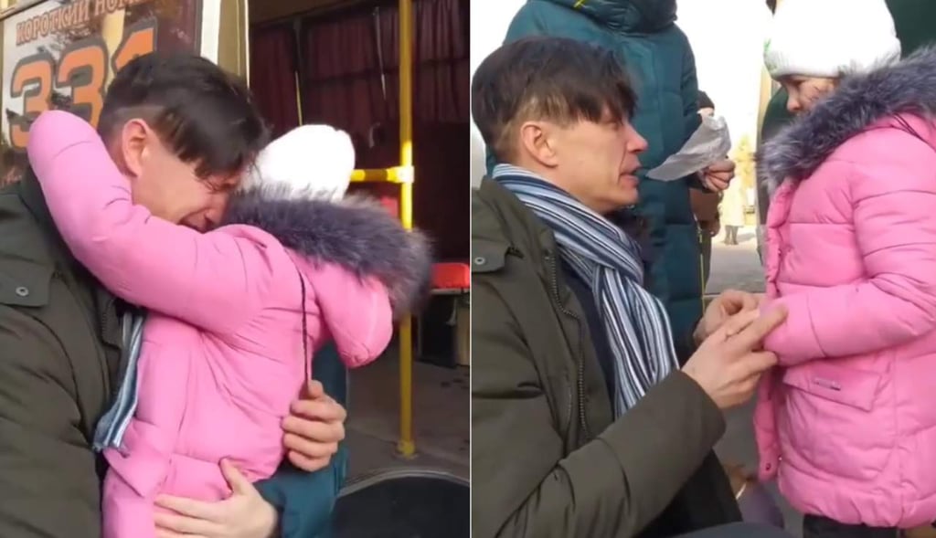 VIDEO: Un padre se despide de su familia antes de enviarla a zona segura fuera de Ucrania