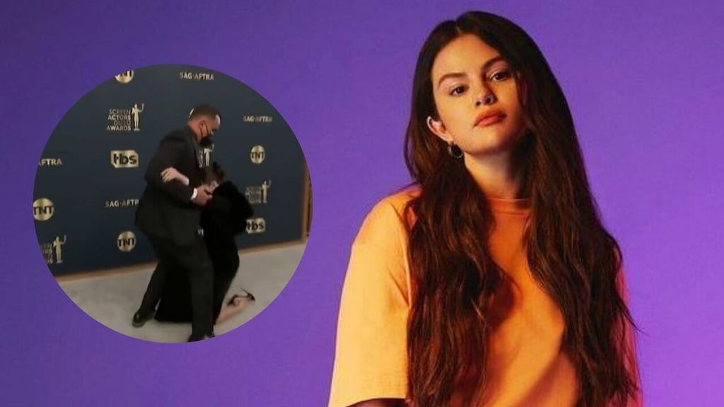 ¿Qué pasó?; Selena Gómez cae en plena alfombra roja de los SAG Awards 2022
