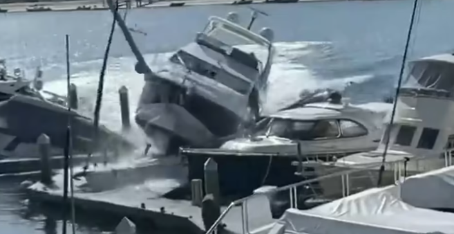 Hombre roba un yate y lo estrella contra lanchas ancladas; es arrestado