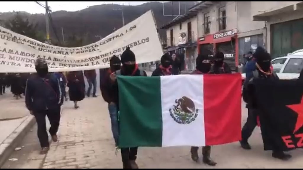 Zapatistas marchan en Chiapas contra invasión a Ucrania