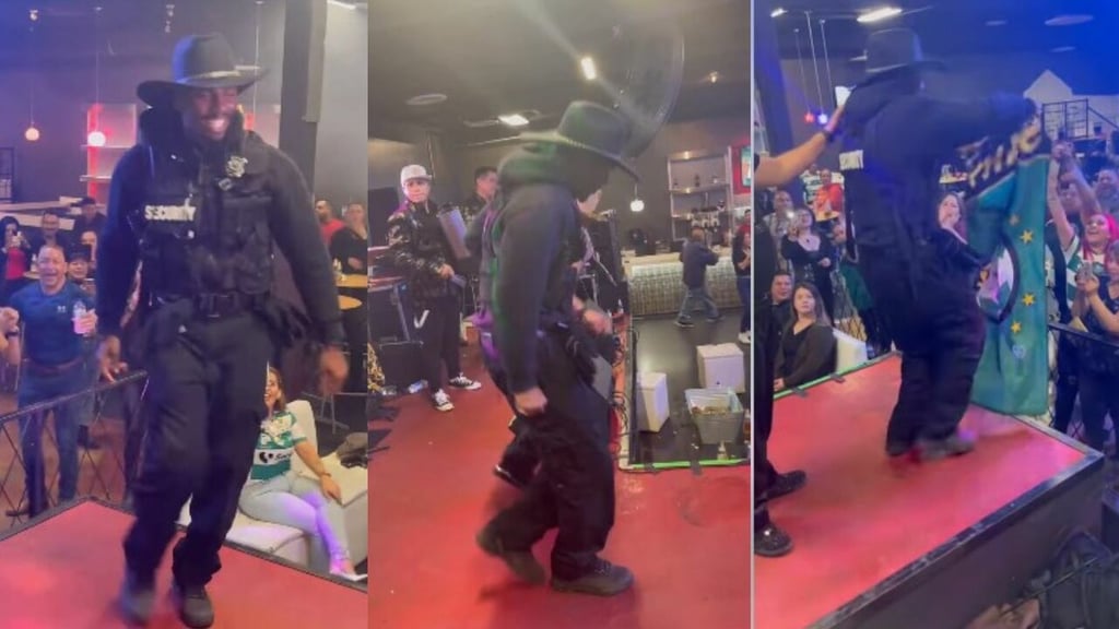 Seguridad norteamericana no se resiste a bailar con los Chicos de Barrio y el Santos Laguna