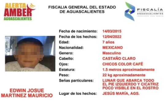 Fiscalía investiga asesinato de Edwin Josué, pequeño de 7 años asesinado y calcinado en Aguascalientes