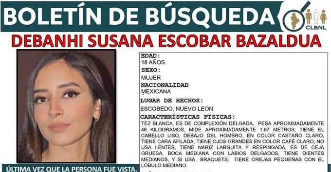 En Nuevo León inicia sexta jornada de búsqueda de Debanhi Susana Escobar, desaparecida desde el 9 de abril