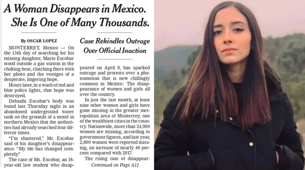 Caso de Debanhi Escobar llega a la portada del diario The New York Times