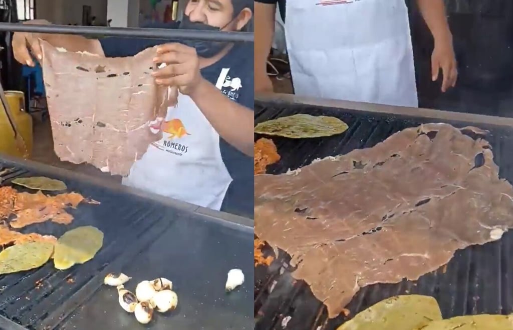 'Con mucho cariño para Nuevo León'; hombre se vuelve viral por presumir 'gran' trozo de carnea asada
