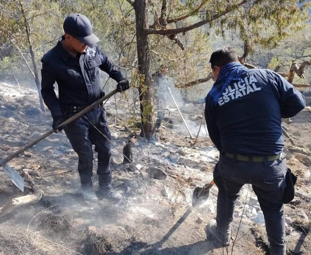 Policía Estatal mantiene apoyo en combate de incendio forestal en Mezquital