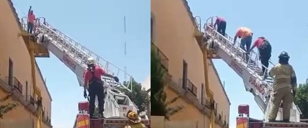 Rescatan a trabajadores del Museo Francisco Villa; se quedaron varados en una grúa