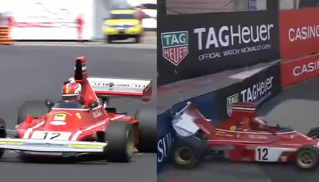 Charles Leclerc choca histórico monoplaza de Ferrari en plena exhibición