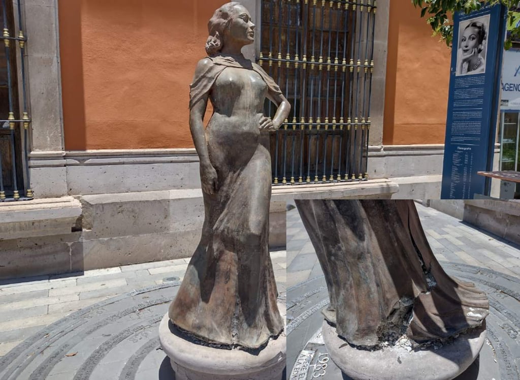 Estatua de Dolores del Río en Durango, abandonada y rota