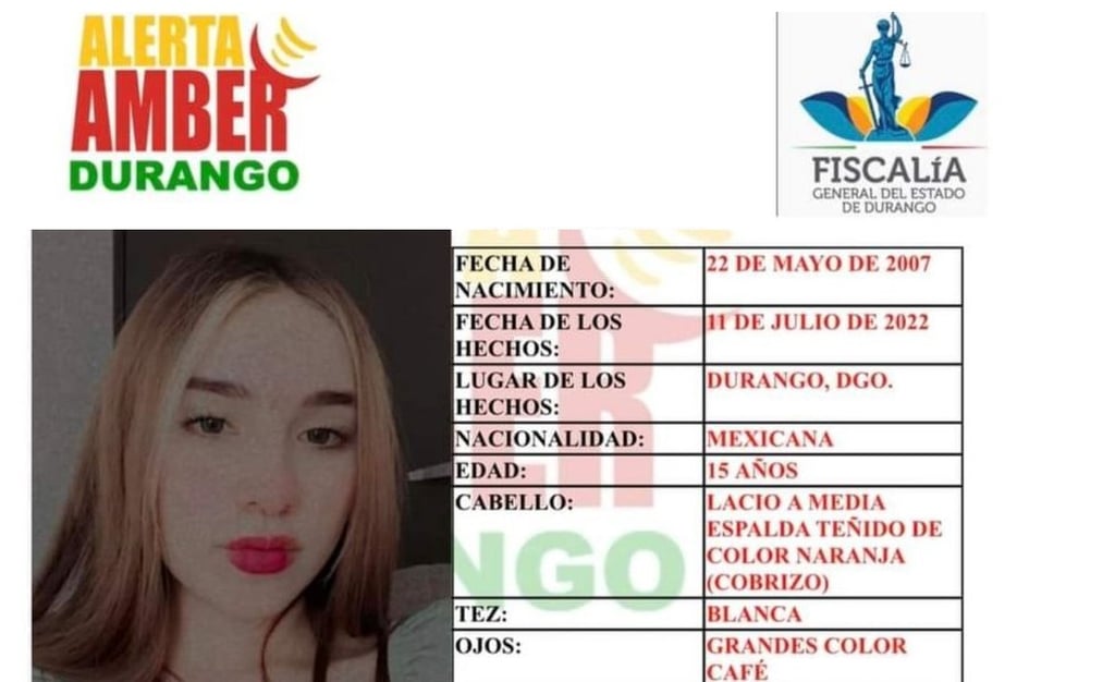 Activan Alerta Amber En Durango Por Desaparición De Jovencita