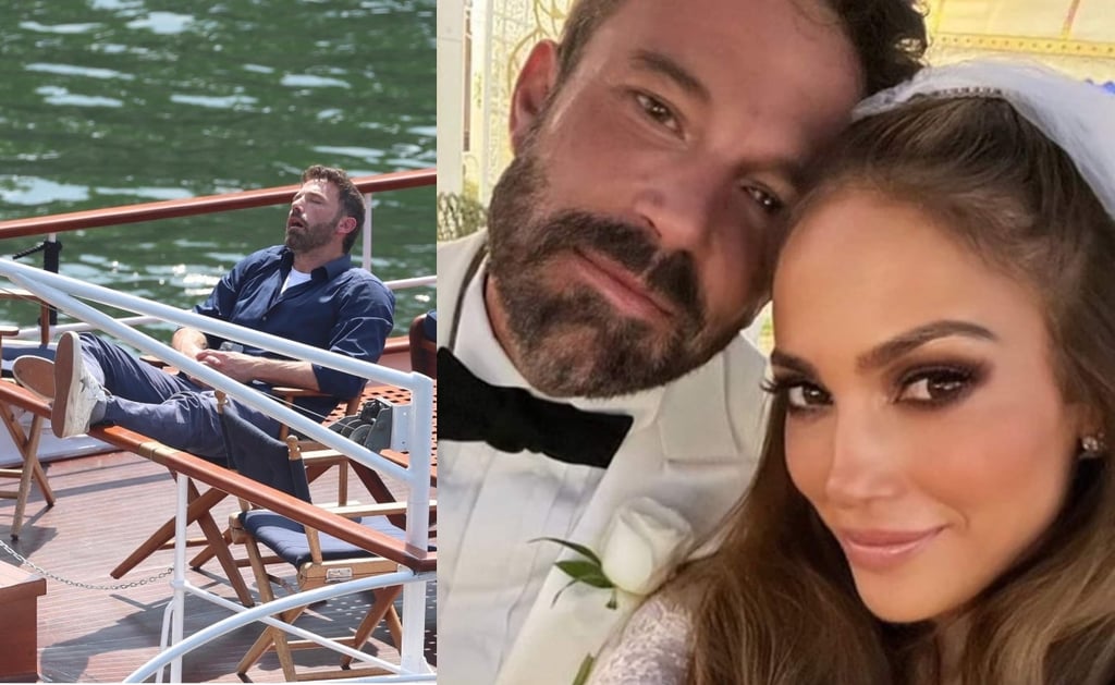 Lo traen bien agotado: Ben Affleck se queda dormido en su luna de miel con Jennifer López