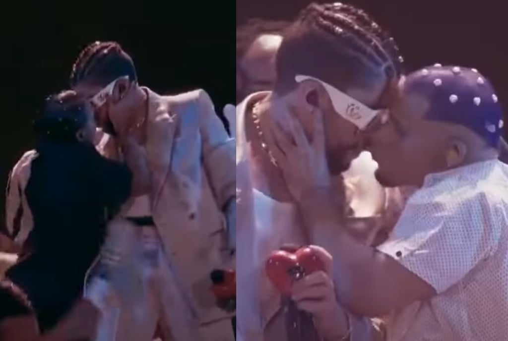 Bad Bunny Besa A Uno De Sus Bailarines Durante Los Mtv Vmas 2022