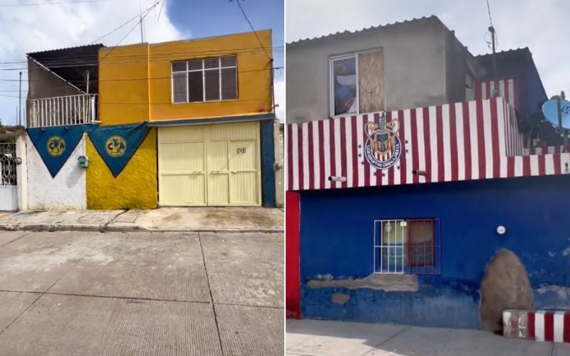 ‘Se acerca el clásico’, duranguenses pintan sus casas para mostrar su afición a Chivas y América