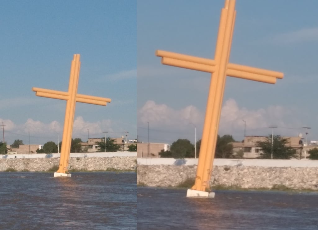 ¿Se va a caer? Cruz amarilla del río Nazas se ladea y se vuelve blanco de memes