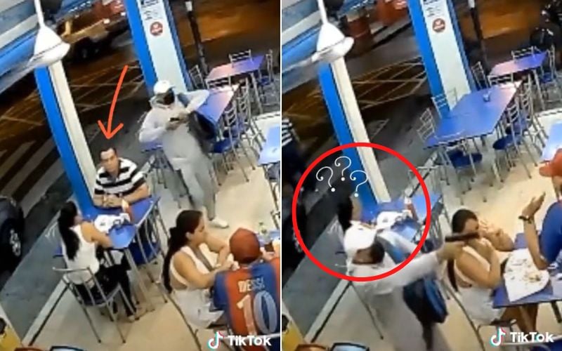 VIDEO: Y se marchó... Hombre abandona a su pareja en asalto a una taquería
