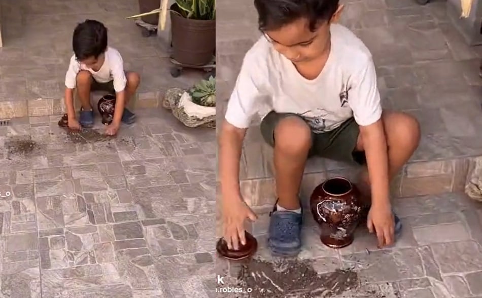 Niño juega con las supuestas cenizas de su abuela en un video de TikTok