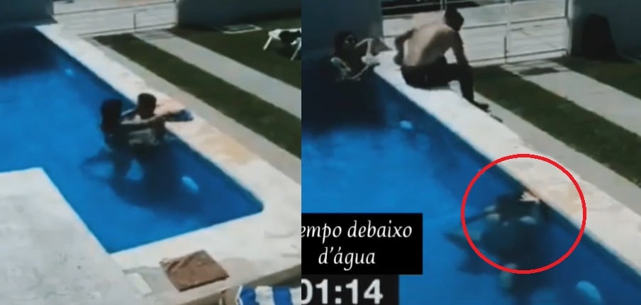 VIRAL: Se sumerge en alberca por más de 2 minutos para no ser descubierto por el esposo de su amante