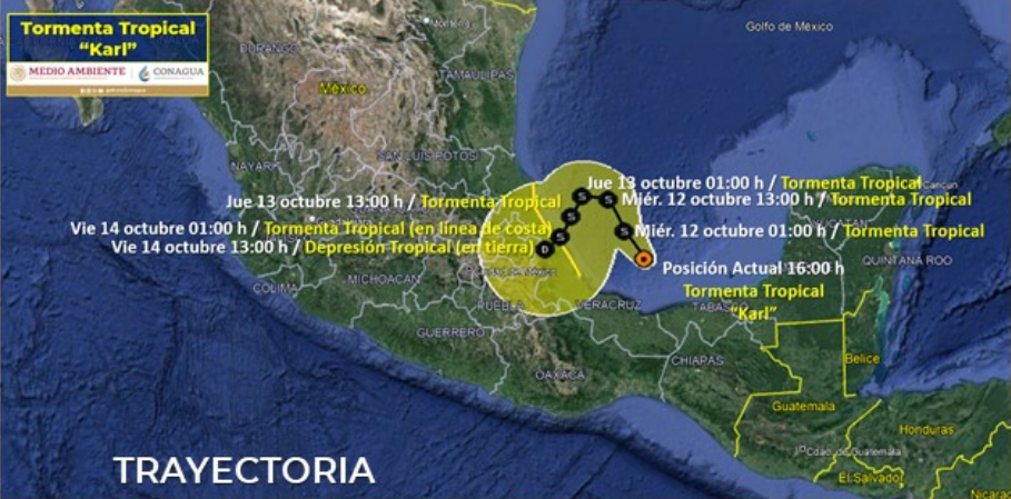Se forma tormenta tropical Karl en Bahía de Campeche