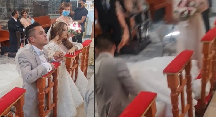 VIDEO: Novia se desmaya en plena misa de su boda