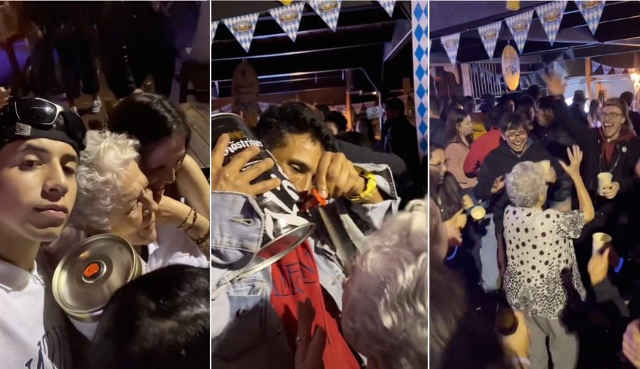 VIDEO: Abuelita se va de ‘parranda’ con su nieto y se vuelve el alma de la fiesta