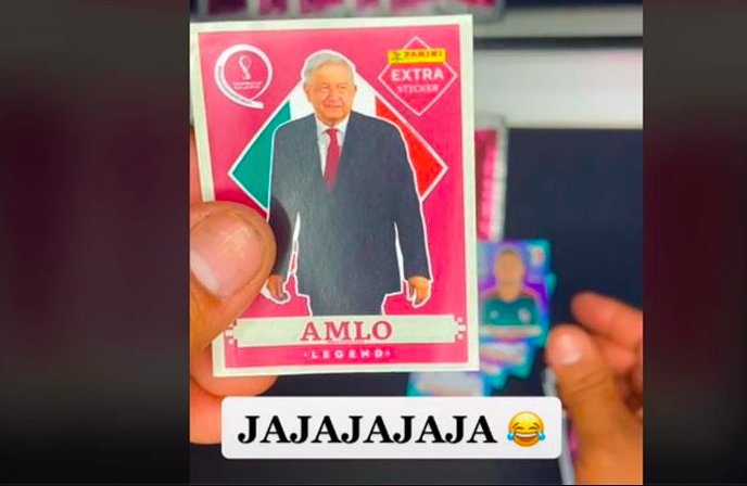 Compra sobres de estampas del Mundial en Tepito y le sale AMLO