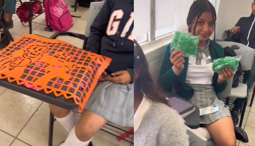 Alumna extranjera se equivoca de papel picado que les encargaron por el Día de Muertos