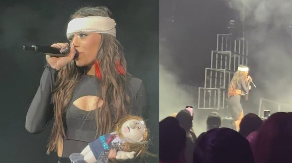 Danna Paola sufre accidente en el escenario durante su gira Xt4s1s Tour