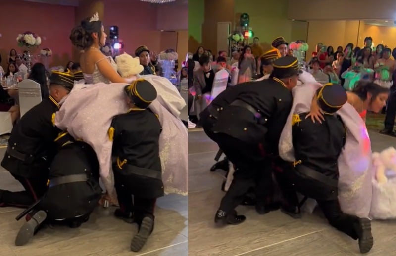 VIRAL: Chambelanes dejan caer a quinceañera en pleno vals