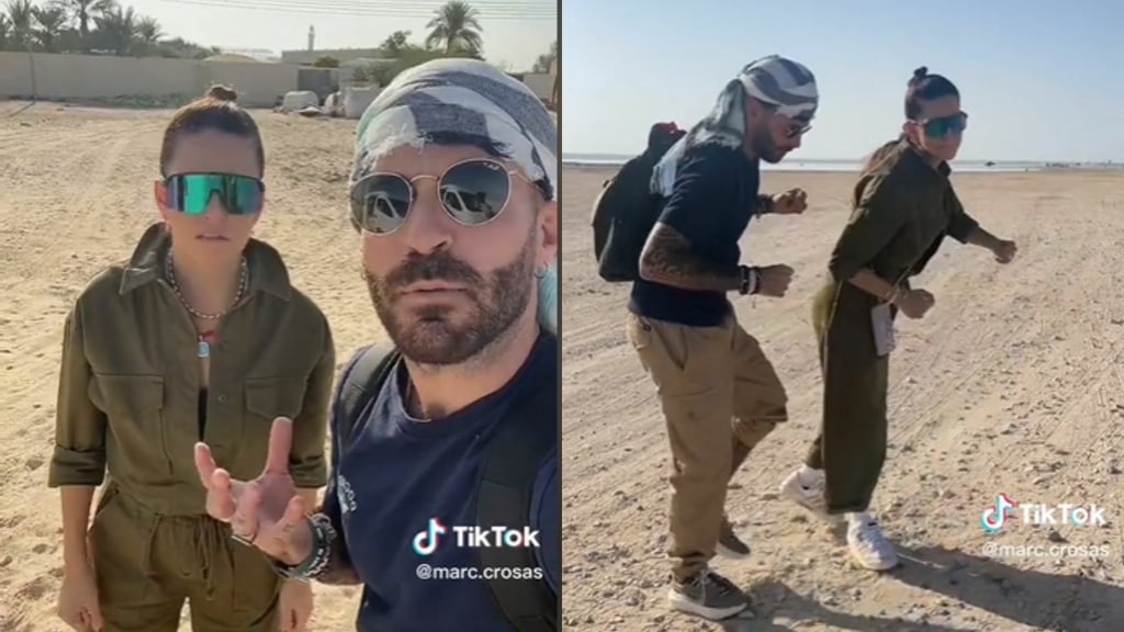 Marc Crosas y Tania Rincón presumen que ya están en Qatar al ritmo de No Se Va