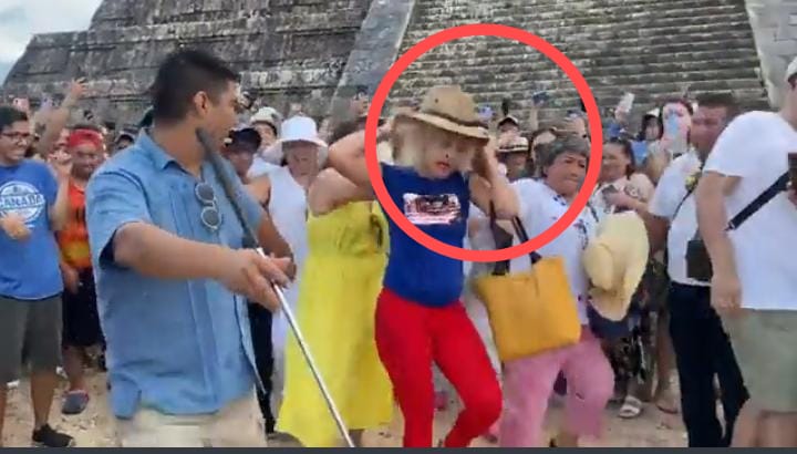 VIDEO: A jalones sacan a turistas por subir al castillo de Chichén Itzá