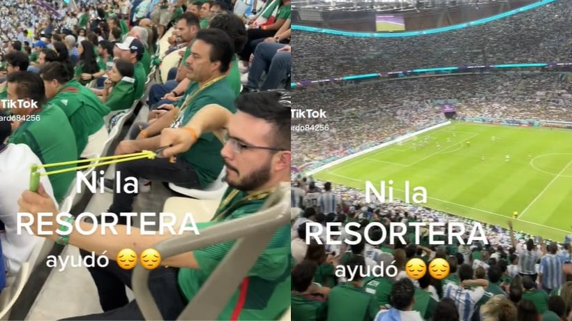 Fanático mexicano arremete contra la afición argentina con una resortera en el Mundial