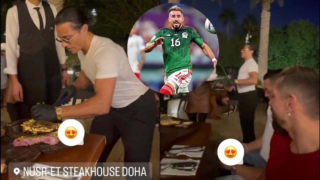 Critican a Héctor Herrera por cenar un corte de carne bañada en oro en Qatar 2022