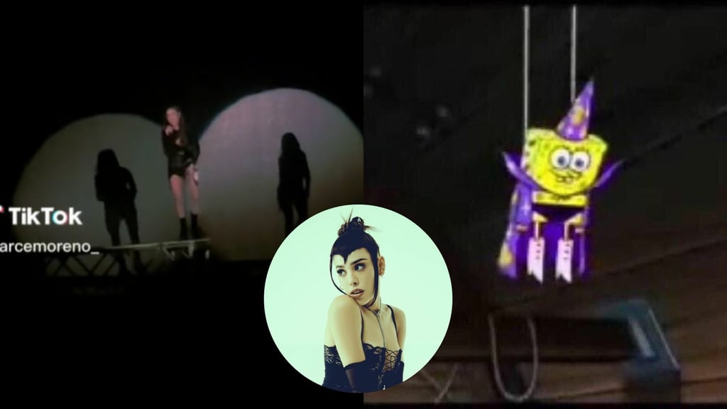 VIRAL: Danna Paola se queda atorada en el aire con un arnés y la comparan con Bob Esponja