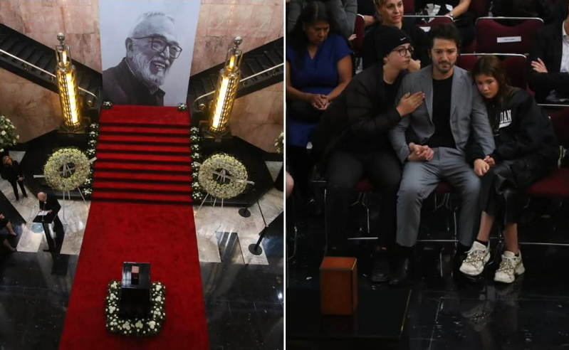 Diego Luna despide a su padre en Bellas Artes y es acompañado por su ex Camila Sodi 