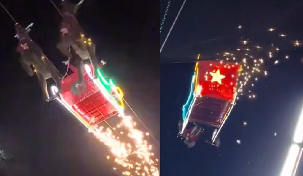 Santa Claus casi se cae de su trineo en evento de Guanajuato