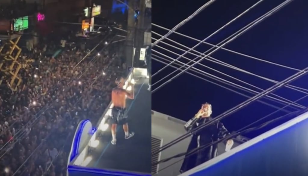 Bad Bunny y Arcángel dan concierto sorpresa en techo de gasolinera