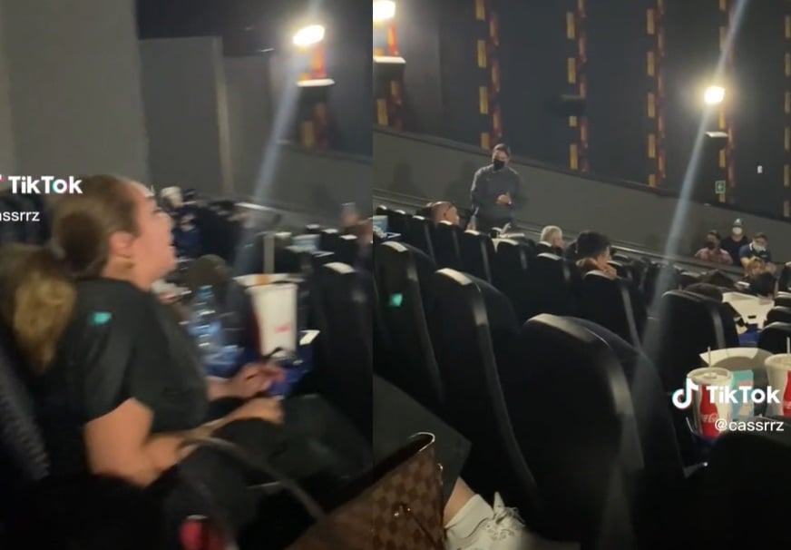 'Aquí no es para venir a sobarse las...'; sorprenden a pareja teniendo intimidad en el cine