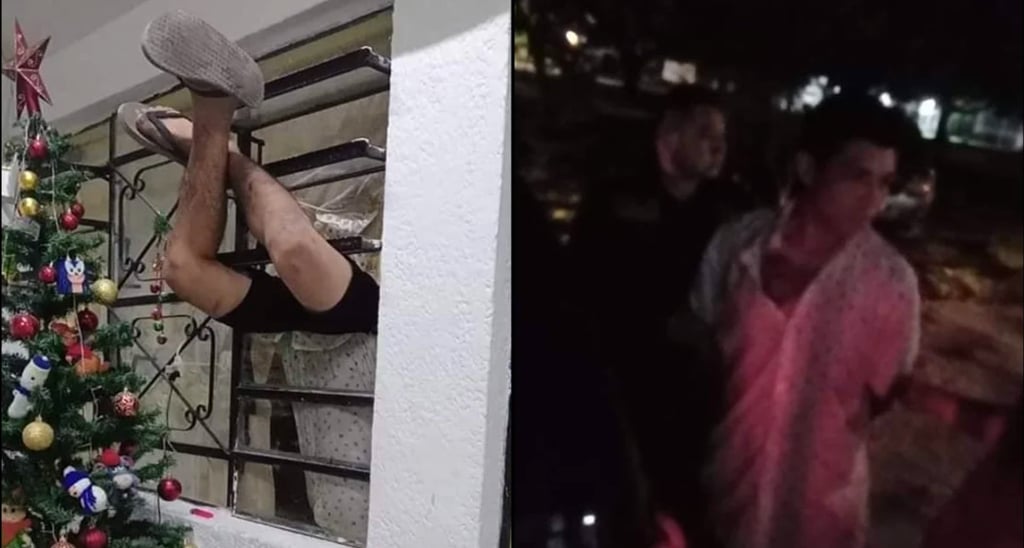 Presunto ladrón se queda atorado en una ventana en Mérida, Yucatán