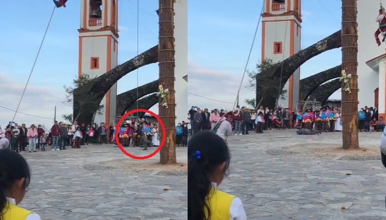 VIDEO: Volador de Papantla 'arrolla' a un espectador en plena presentación