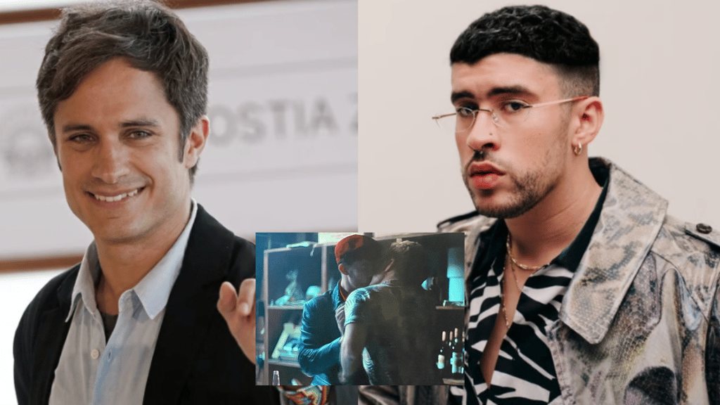 Filtran imágenes del beso entre Gael García y Bad Bunny para la película Cassandro