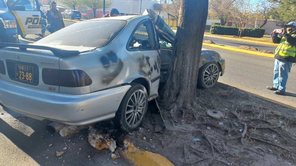 Vehículo choca contra un árbol en bulevar Dolores del Río