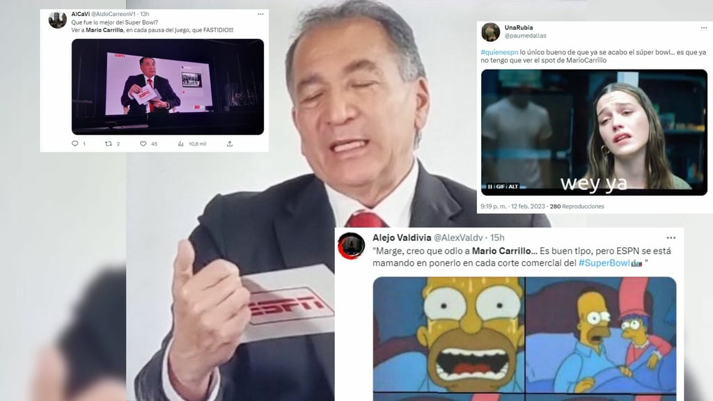 Enojo, burlas y todo lo que generó la constante aparición de Mario Carrillo durante el Super Bowl