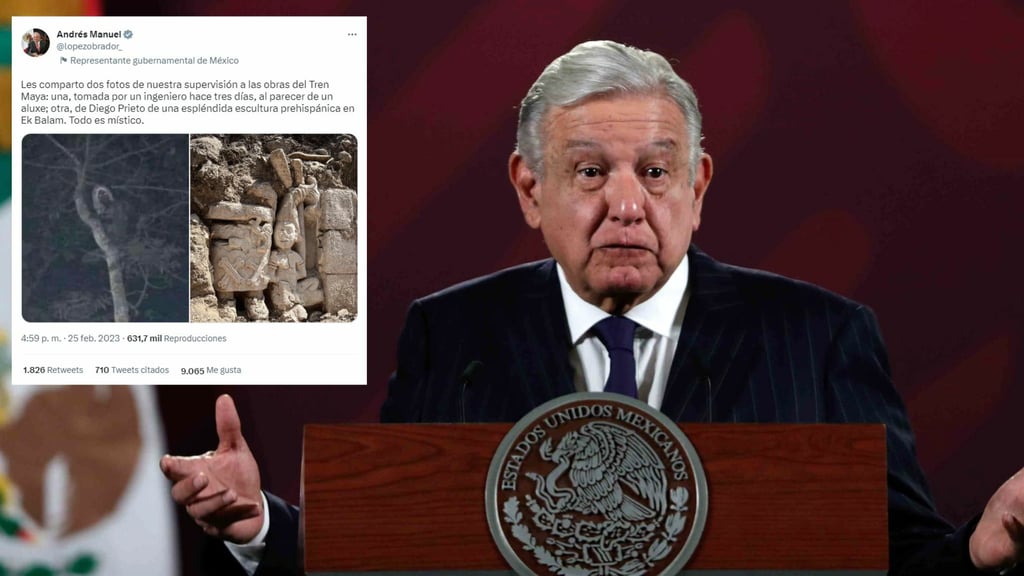 'Todo es místico', AMLO difunde foto de supuesto aluxe en la construcción del Tren Maya
