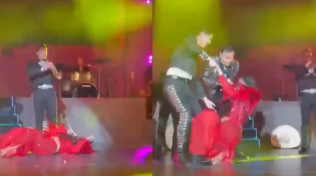 'Canten ustedes que me duele la pata', Ana Bárbara sufre aparatosa caída en el escenario