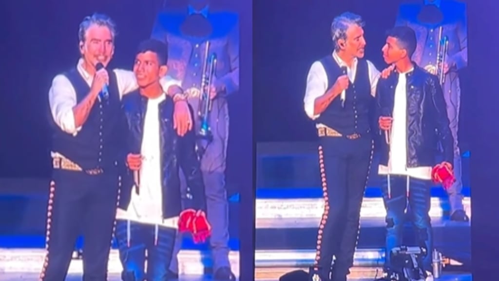 Alejandro Fernández cumple el sueño de niño que canta en las calles y lo sube al escenario con él