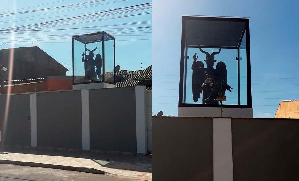 VIRAL: Mujer 'aterroriza' a sus vecinos al colocar una estatua de la deidad Baphomet
