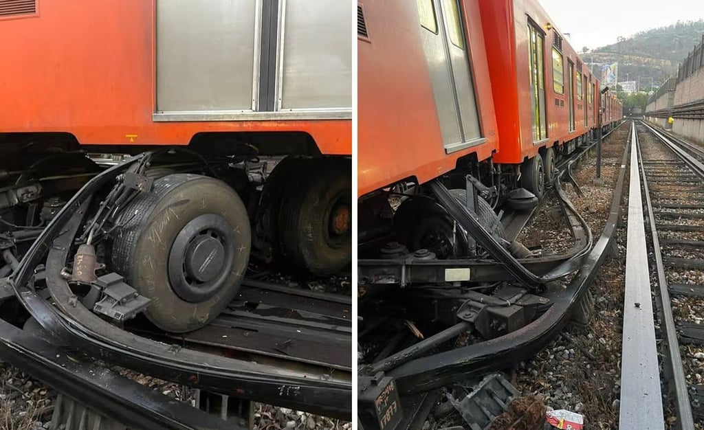 Tren de la Línea 3 del Metro se descarrila en talleres de Ticomán; no hay heridos