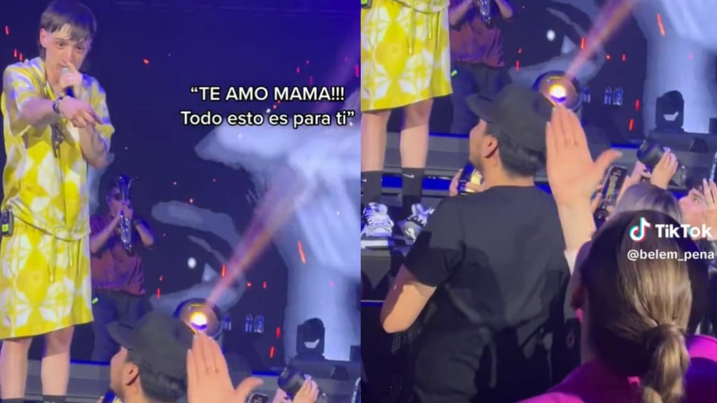 Emotivo momento entre Peso Pluma y su mamá durante su primer concierto en EUA