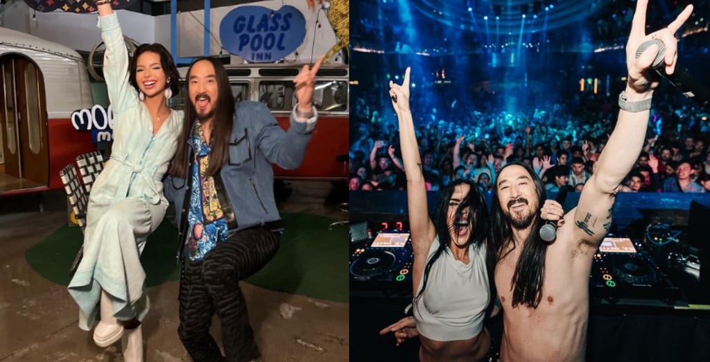 Ángela Aguilar y Danna Paola sorprenden al aparecer junto a Steve Aoki