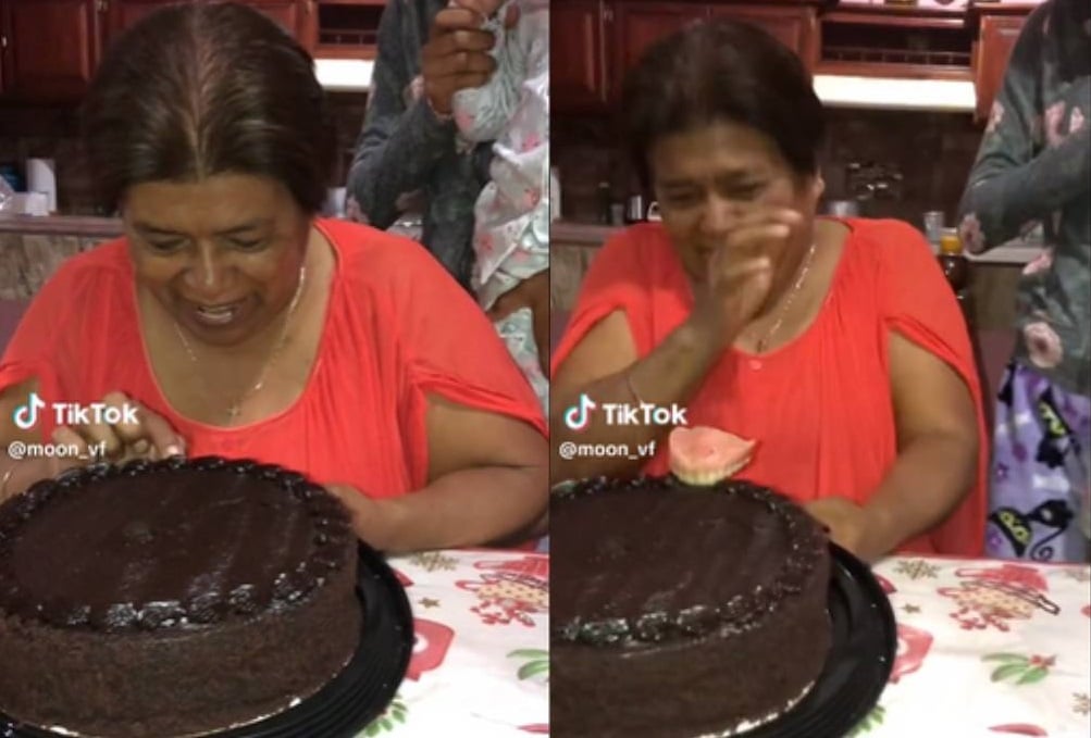 VIDEO: Abuelita tira dentadura al morder su pastel de cumpleaños